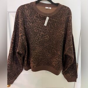 NWT Gap Oversized Leopard Crewneck